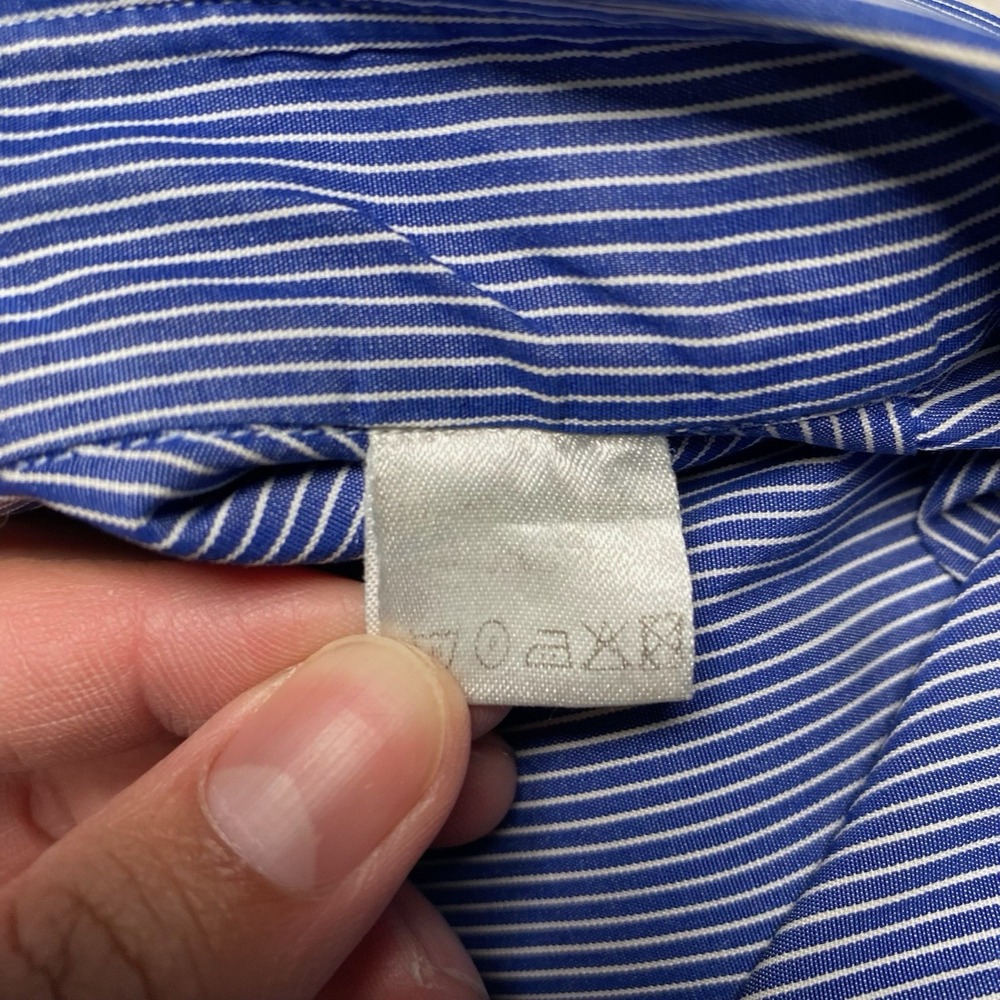 Ermenegildo Zegna Shirt 16.5 42 L/S Button Down Blue White Fine Stripe FLAWS - Picture 8 of 12